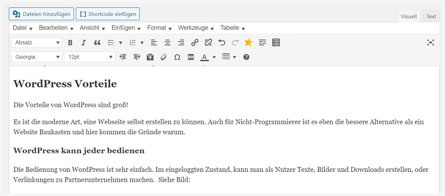 Der WordPress Texteditor