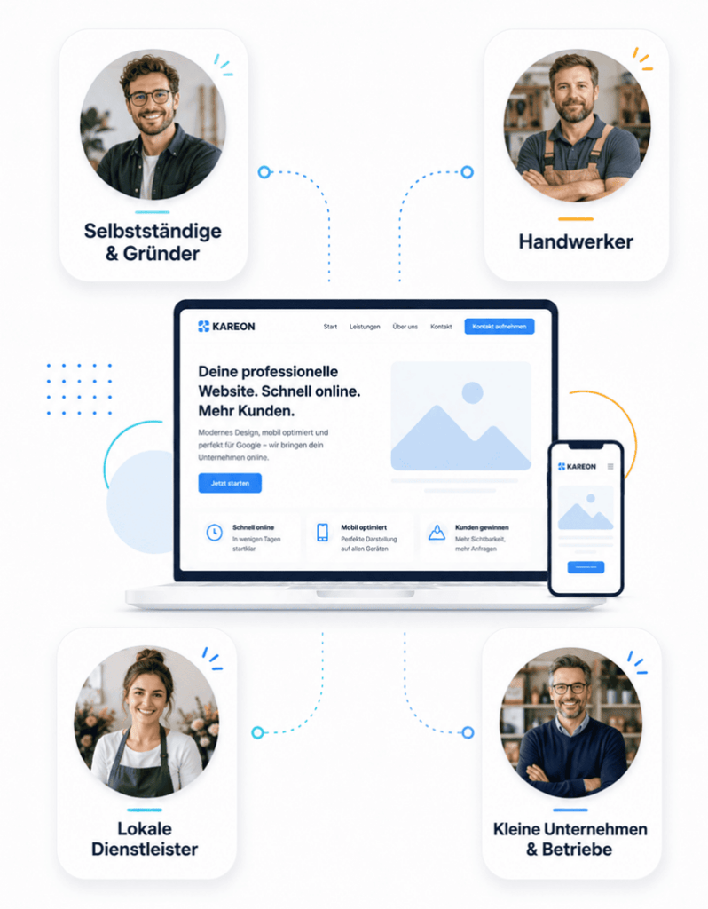 KAREON Starter Websites für Selbstständige Gründer Handwerker lokale Dienstleister und kleine Unternehmen mit professioneller Website