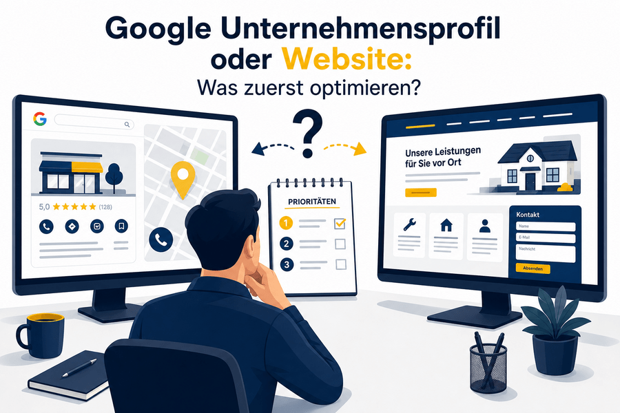 Vergleich von Google Unternehmensprofil und Website für die lokale Sichtbarkeit