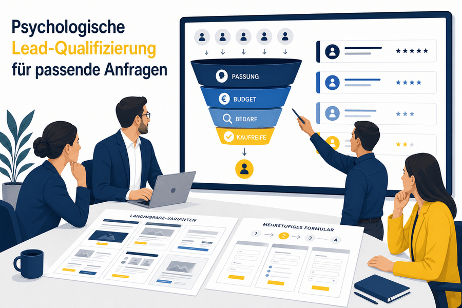 Marketingteam bewertet Leads nach Passung, Budget, Bedarf und Kaufreife