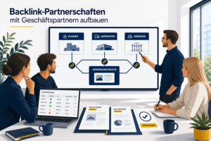 Marketingteam bewertet Kunden, Lieferanten und Verbände für natürliche Backlink-Partnerschaften